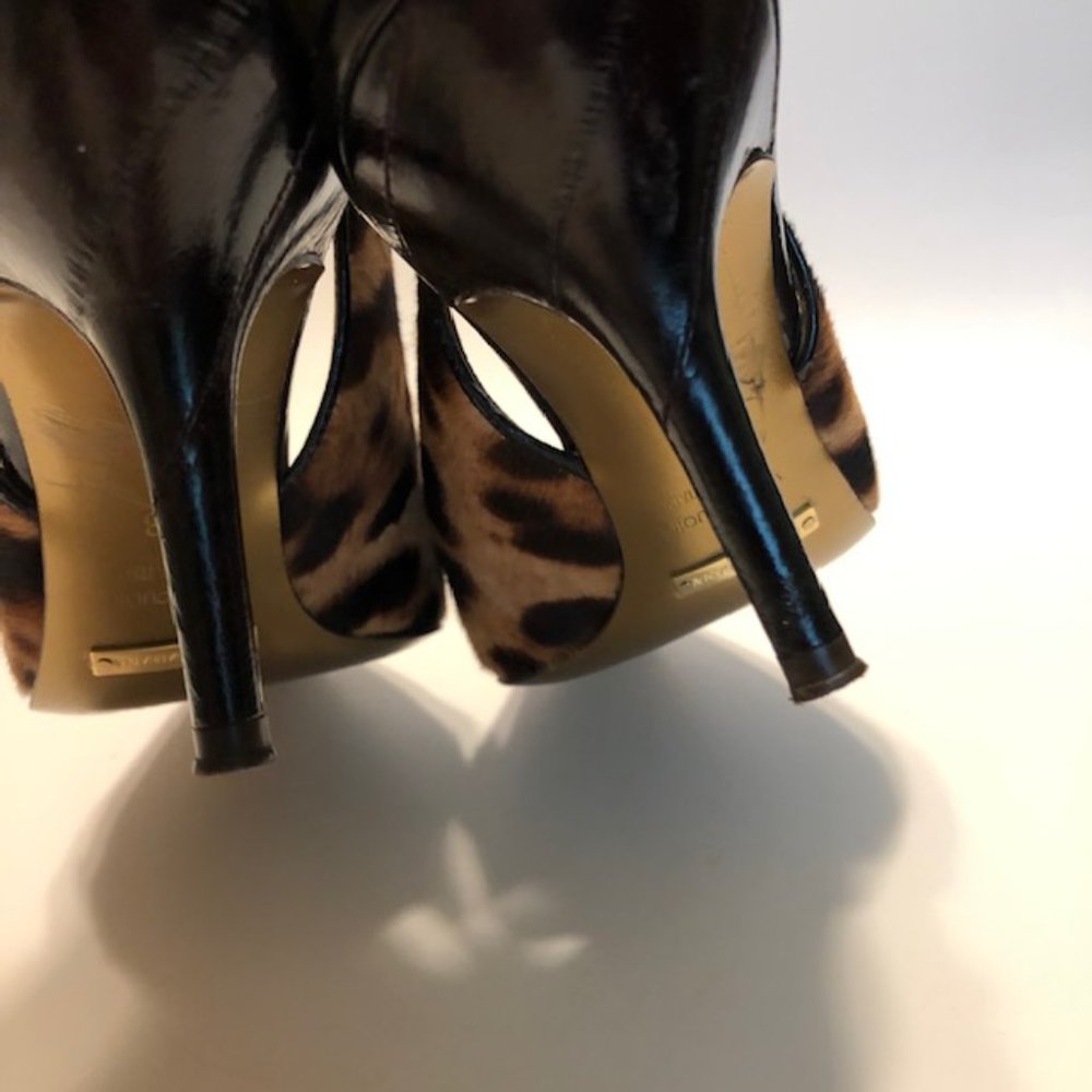 Dolce & Gabbana Sz 38 Vintage Vero Cuoio Leopard Pointed Toe 3” Slingback Pumps - Picture 10 of 16